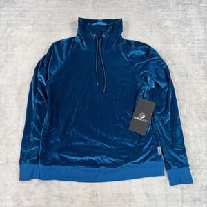 Foray Golf Sweatshirt Women Medium Blue Velvet Funnel Neck Pullover Top